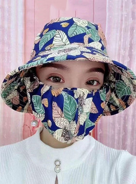 夏季防晒口罩一体帽子遮阳帽女款