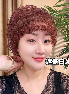 网纱遮白发包头帽女款夏季头巾帽