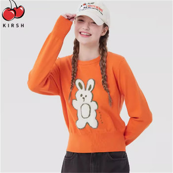 kirsh ໃຫຍ່ Cherry Autumn and Winter New Trendy Rabbit Slim Pullover Sweater Slim and Western-style Girly Knitwear Good-looking