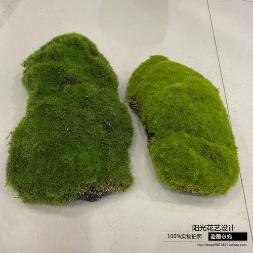 仿真苔藓块植毛石头大小搭配造景装饰青苔石青苔草坪植绒摆件软装 - 图1