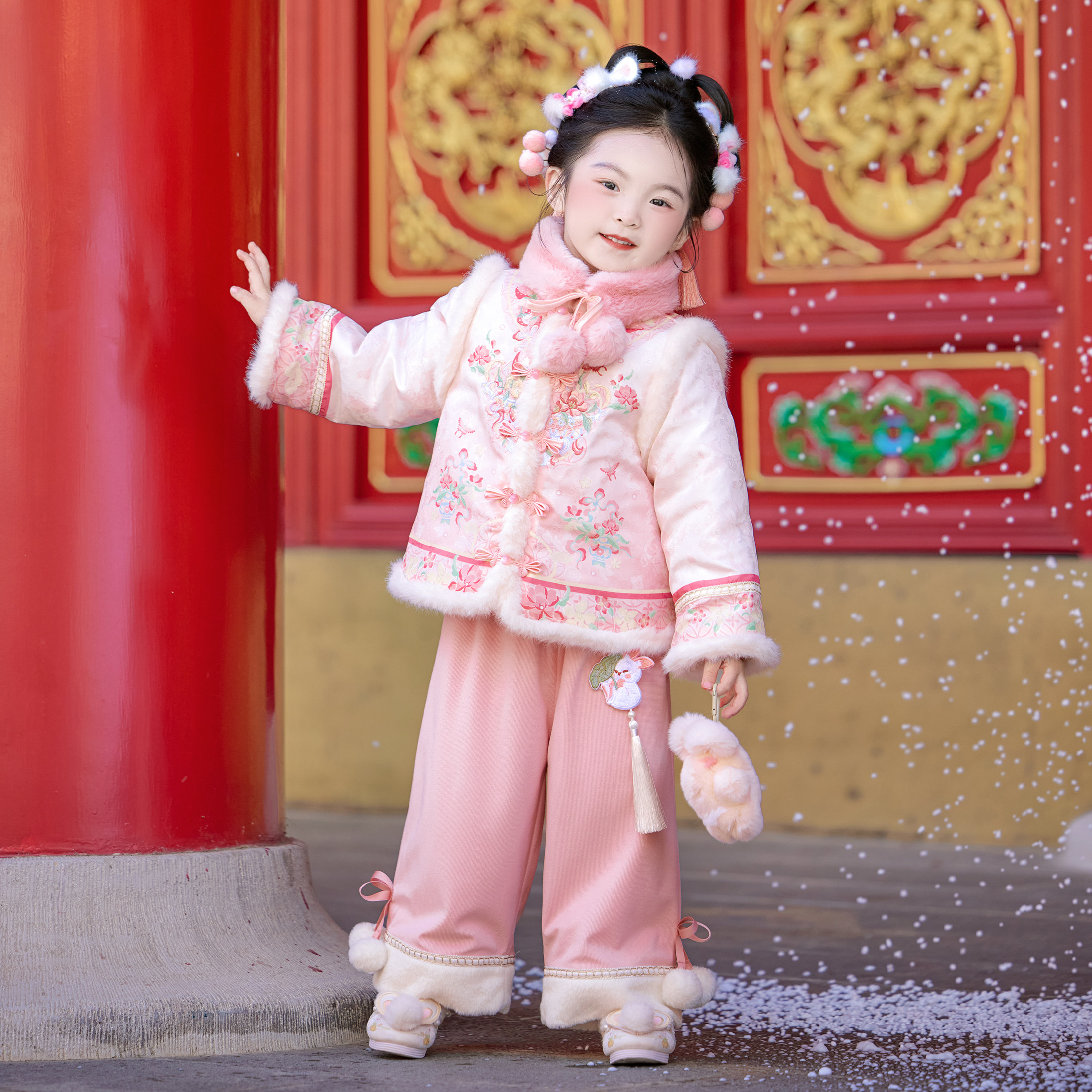 汉服女童2025冬款儿童新中式国风加绒裤子套装小女孩仙气拜年服,淘宝优惠券,粉丝福利购,淘宝优惠卷