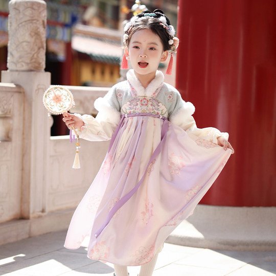 Children's high-end super fairy antique style velvet dress