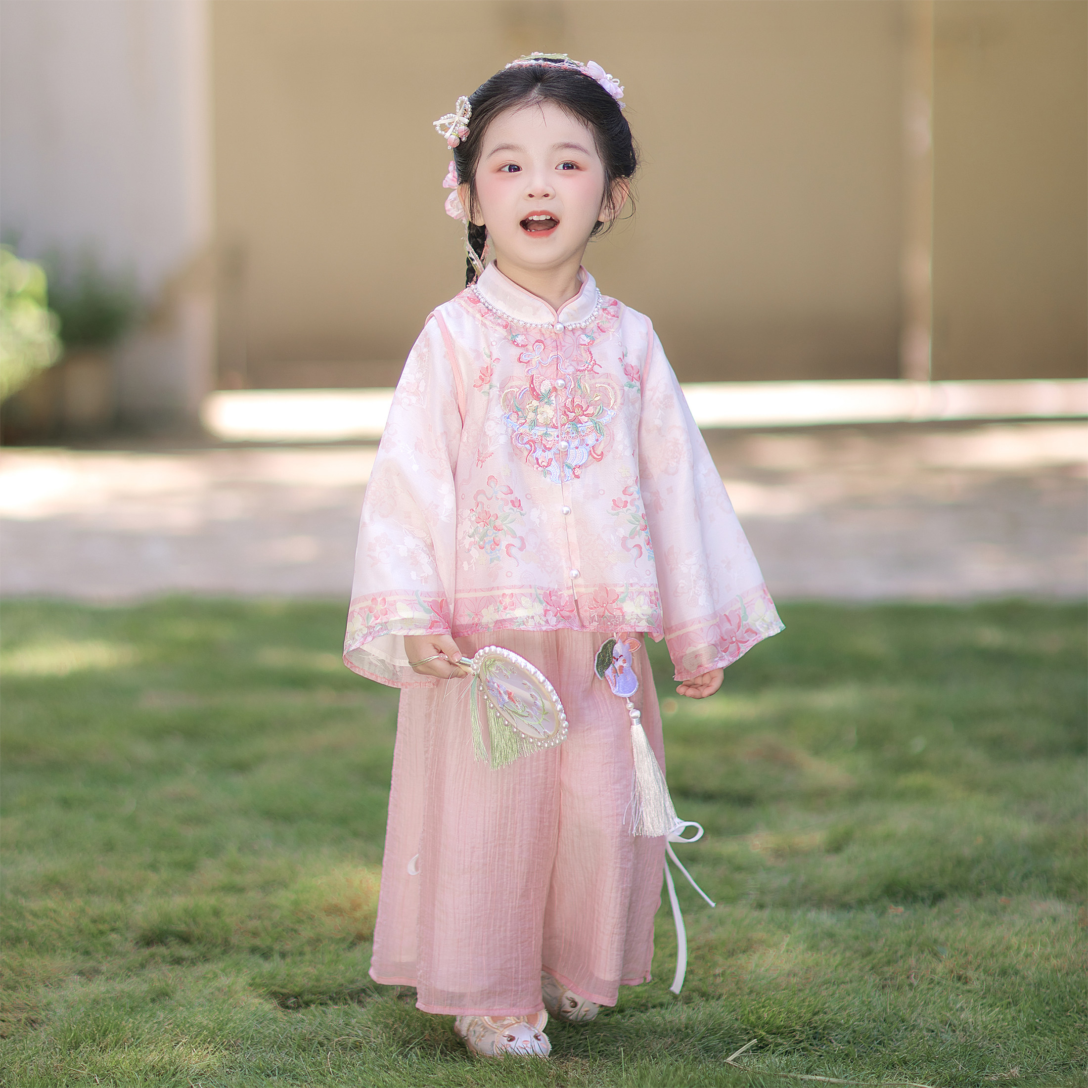 汉服女童2026春秋款儿童新中式裤子套装小女孩长袖国风套装两件套,淘宝优惠券,粉丝福利购,淘宝优惠卷