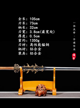 龙泉市宝剑汉剑裂魄剑锰钢一体刀剑影视动漫防身刀剑冷兵器未开刃