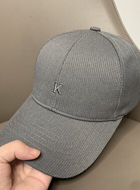 韩版硬顶条纹棒球帽K字母鸭舌帽