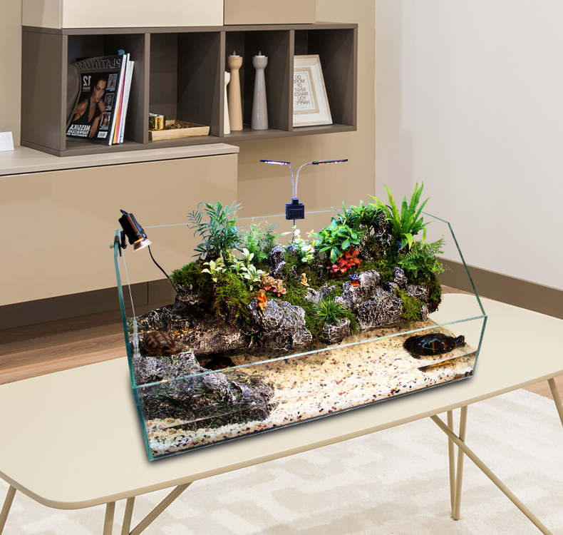 水龟缸带晒台别墅隔空假山流水乌龟缸造景生态水龟饲养缸带过滤,淘宝优惠券,粉丝福利购,淘宝优惠卷