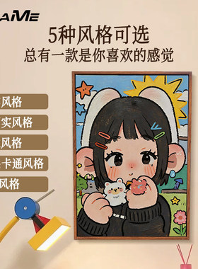 来图定制油画成品照片人物转手绘画风景宠物婚礼肖像肌理感挂画