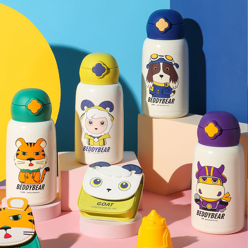 杯具熊儿童保温杯十二生肖龙年带吸管盖直饮三用皮套可爱卡通潮酷,淘宝优惠券,粉丝福利购,淘宝优惠卷