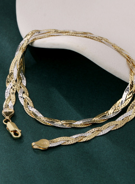 欧美饰品简约双色三股编织项链