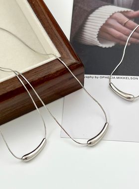 S925通体纯银小茄子银管项链