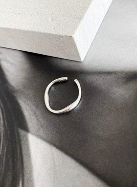 s925不规则曲线开口女士戒指