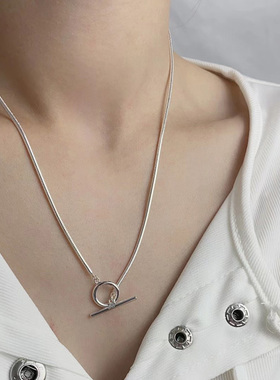 通体s925银ot双层圆形蛇骨链项链