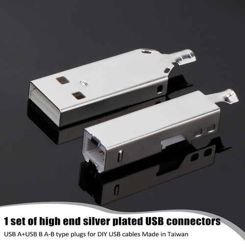 厚镀银镀金发烧USB插头2.0方口扁口AB型解码DAC声卡线数据线接头 - 图3
