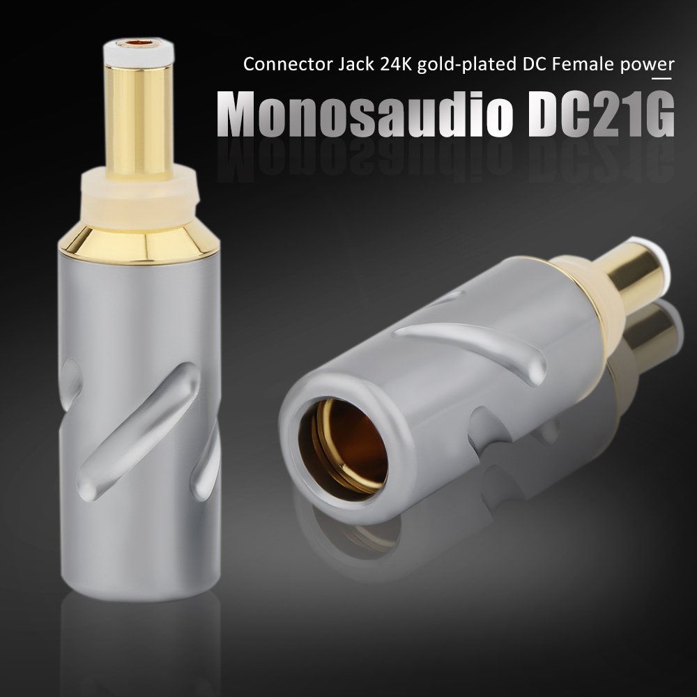 Monosaudio 镀24K金 DC21/25DC5.5*2.1mm*2.5直流DIY电源插头插座 - 图0