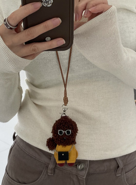 尼泊尔手工羊毛毡项链小众时髦可爱小熊小猪挂件长款毛衣链