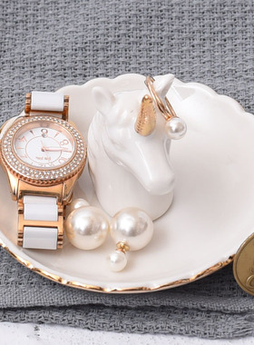 陶瓷独角兽摆件戒指陈列耳环项链