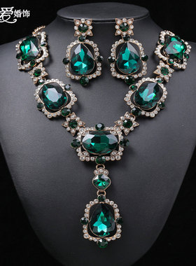 欧美夸张复古宫廷风大宝石镶钻项链气质时尚女锁骨链配饰