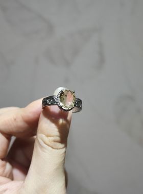 2025新品小众ins风天然黄水晶重工托开口调节戒指水晶饰品