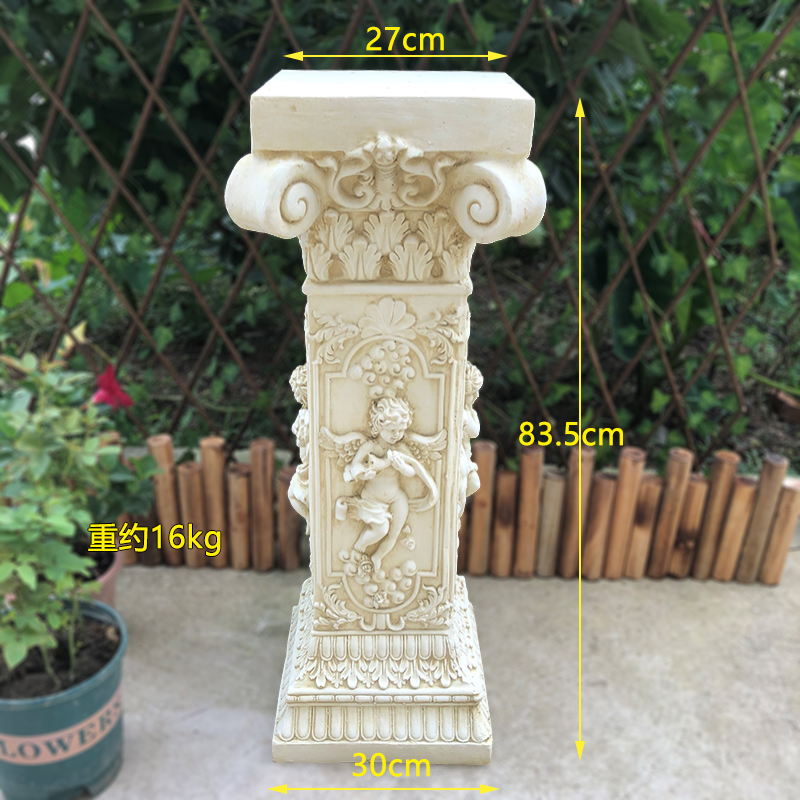 欧式复古人物浮雕厚重方底罗马柱别墅庭院落地装饰大摆件婚庆路引 - 图0