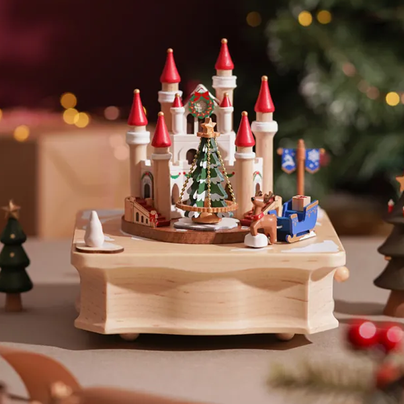 台湾森活木趣八音盒木质音乐盒城堡女孩女生儿童生日圣诞节礼物