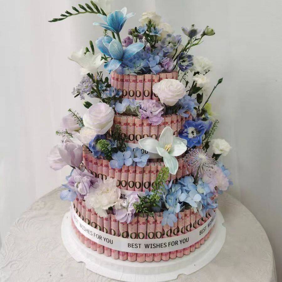 母亲节情人节圆形花泥DIY蛋糕花有钱花材料花束生日送女友送妈妈,淘宝优惠券,粉丝福利购,淘宝优惠卷