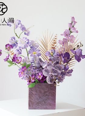 高品质紫色仿真花抱抱桶高级感年宵花假花艺门店酒店大堂招财摆件