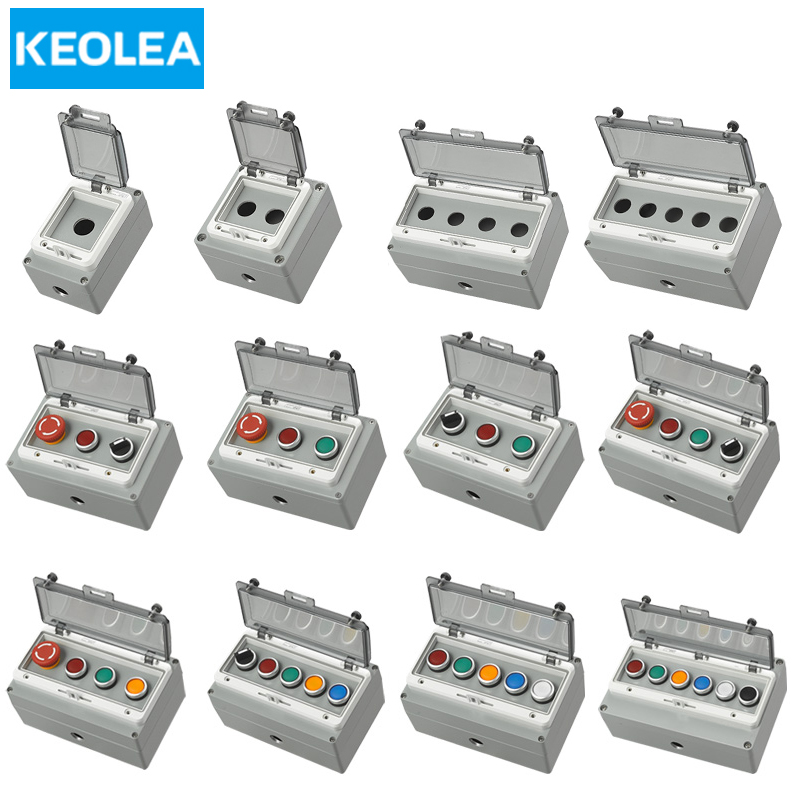 按钮开关控制盒 金属铸铝按钮盒 工业开关急停按钮控制盒22mm防水