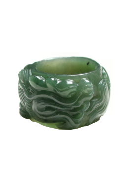 天然和田玉龙扳指男款绿色玉石雕刻大拇指原创指环浮雕生肖独款