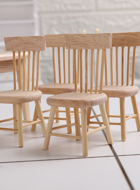 1:12微缩模型迷你橡木餐桌椅子桌子台dollhouse食玩娃娃屋配件diy