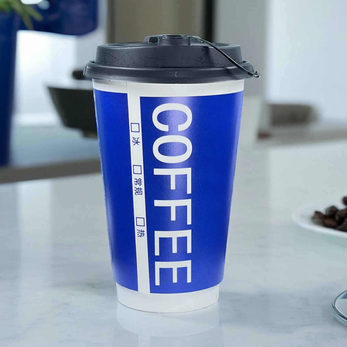 蓝色COFFEE500ml双PE可加冰中空纸杯500品质好货加厚防烫奶茶咖啡,淘宝优惠券,粉丝福利购,淘宝优惠卷