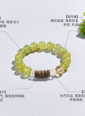 天然青提奶盖水晶手串岫玉沉香黄水晶男女手链高级饰品礼物