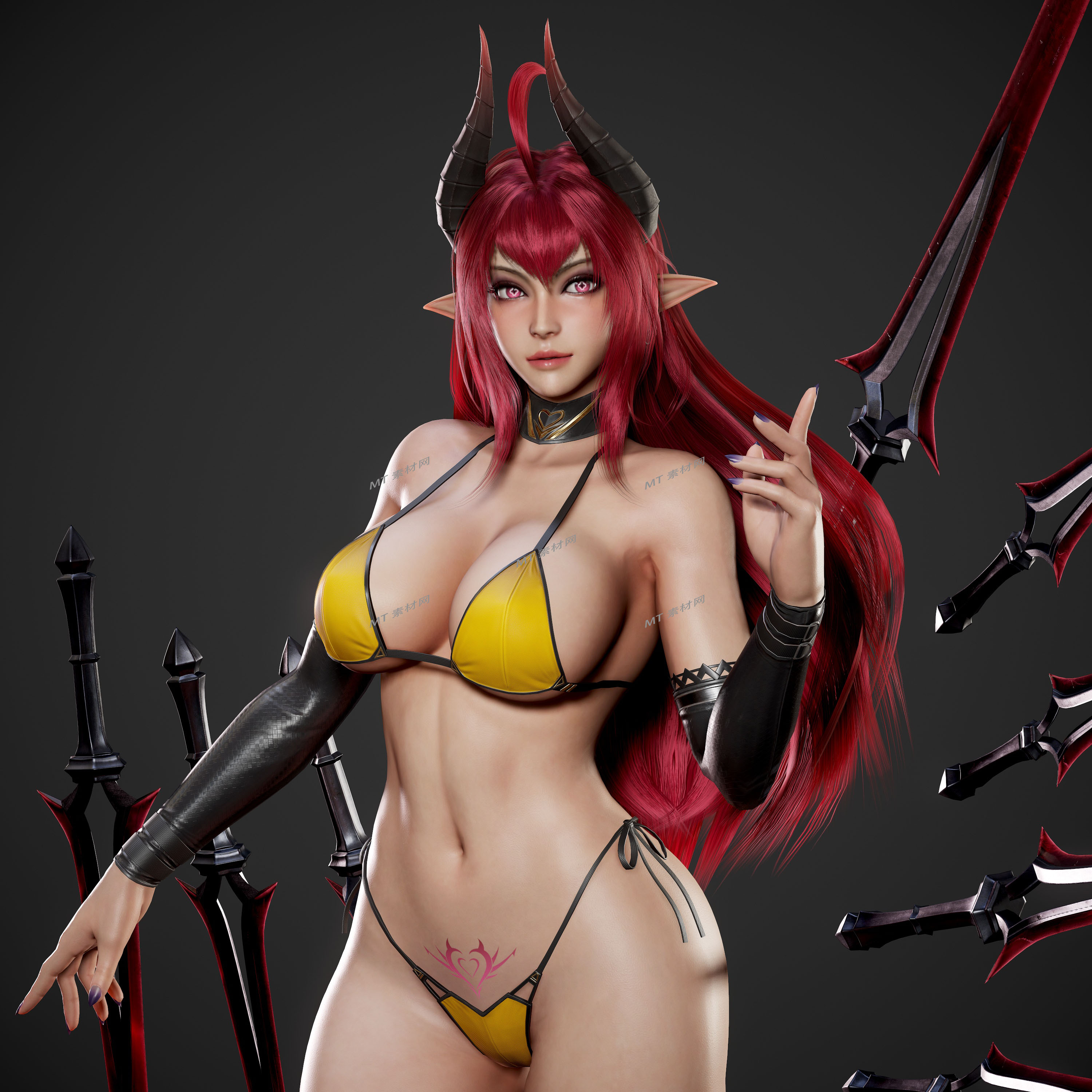 Blender次世代恶魔女战士角色游戏人物模型动画资源包DaemonGirl - 图1