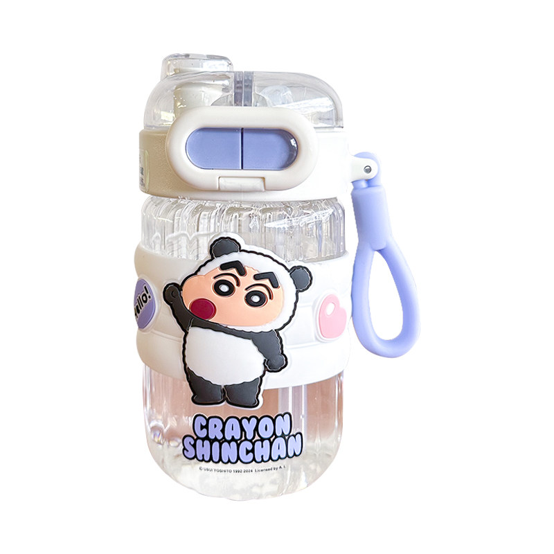 正版联名蜡笔小新玻璃杯儿童高颜值吸管杯子可爱学生便携双饮水杯,淘宝优惠券,粉丝福利购,淘宝优惠卷