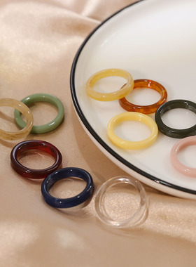 ins甜美糖果色戒指少女心树脂