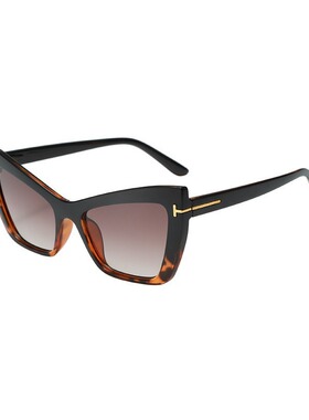 保罗雷朋官网欧美新款字母T装饰猫眼墨镜女高级感方圆脸黑色防紫