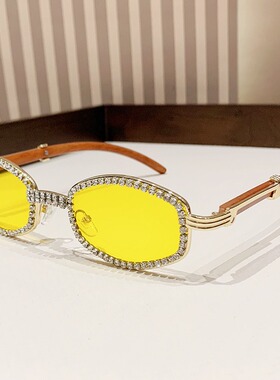 保罗雷朋官网欧美新款墨镜仿木纹镜腿时尚潮复古手工点钻椭圆太阳