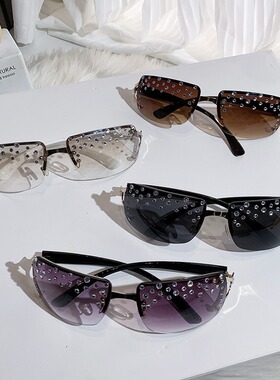 保罗雷朋官网新款Y2K千禧朋克无框镶钻太阳镜时尚辣妹拍照墨镜女