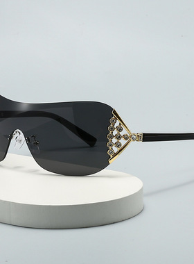 保罗雷朋官网新款欧美ins网红镶钻太阳镜连体镜片镶钻扇形女士墨