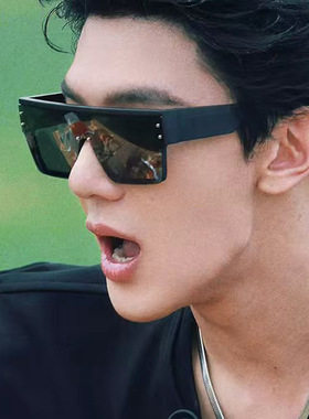 保罗雷朋官网大框连体墨镜男痞帅黑框2025新款欧美骑行太阳眼镜防