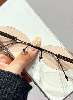 保罗雷朋官网无框小众椭圆形太阳眼镜UV400防紫外线防蓝光商务平