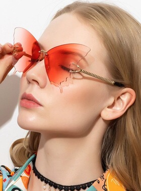 保罗雷朋官网2025新款蝴蝶太阳镜女高级感设计时尚无框渐变色墨镜