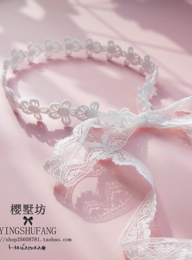 choker仙气蕾丝花朵绑带系带项链防过敏短款简约项圈颈带脖子饰品