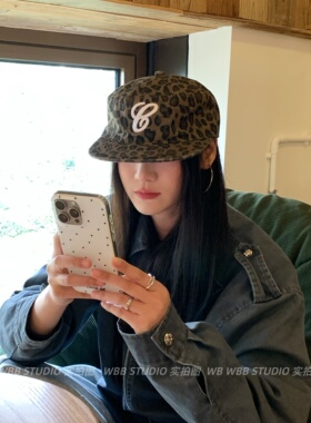 WBB复古老钱风！豹纹平檐帽女美式复古潮酷棒球帽男小众设计帽子