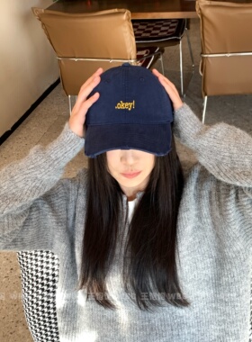 韩系ins棒球帽女做旧割破鸭舌帽
