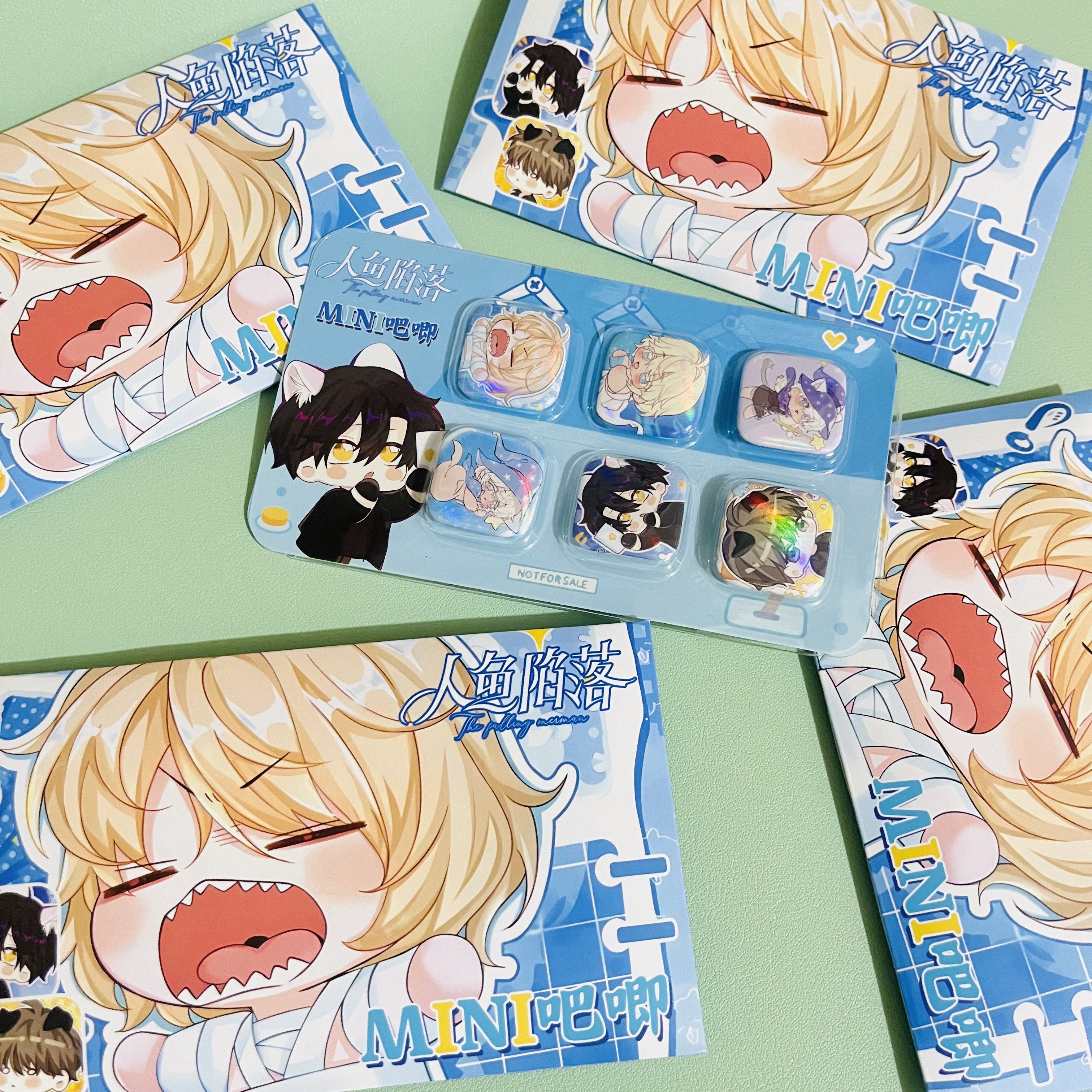人鱼陷落Q版迷你方形吧唧盲盒 二次元动漫周边高清马口铁谷子徽章,淘宝优惠券,粉丝福利购,淘宝优惠卷