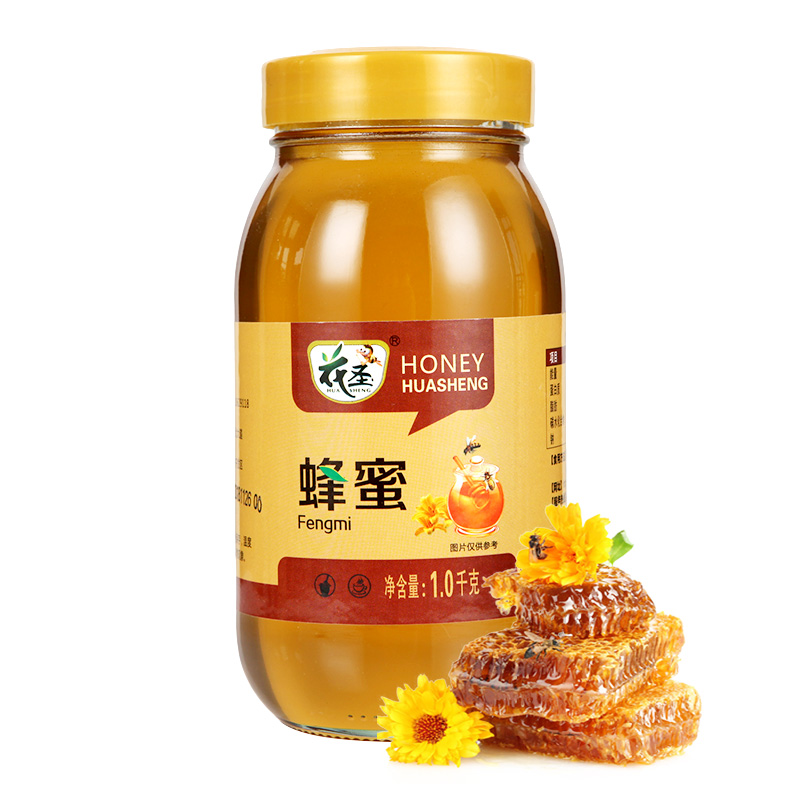 花圣食品旗舰店花圣百花蜂蜜1kg纯瓶天然取农家自产蜜峰蜜泡水喝的批发3