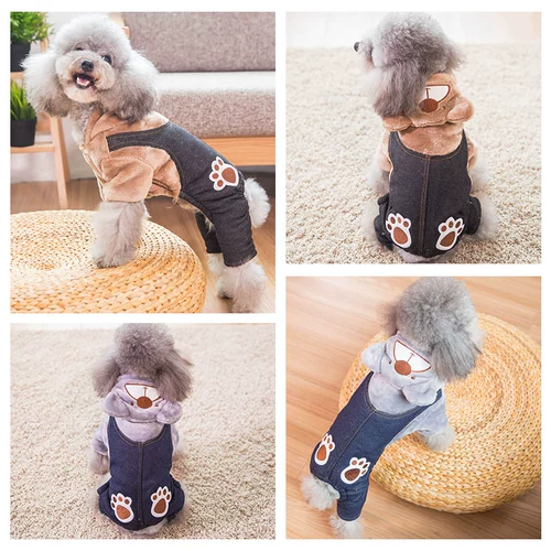 Собачья одежда утолщенная и теплая в зимнем Новом году Интернет-знаменитость Тедди четвероногий Bichon Bear Bear Pomeranian маленький собачий домашнее животное осень и зимняя одежда