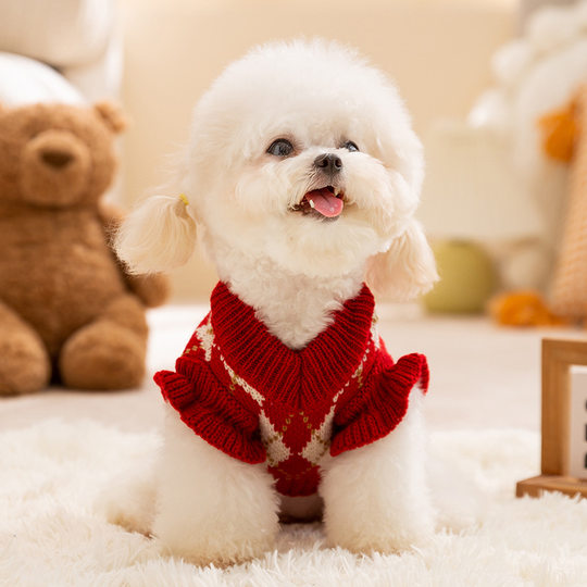 Pet diamond embroidered cherry sweater