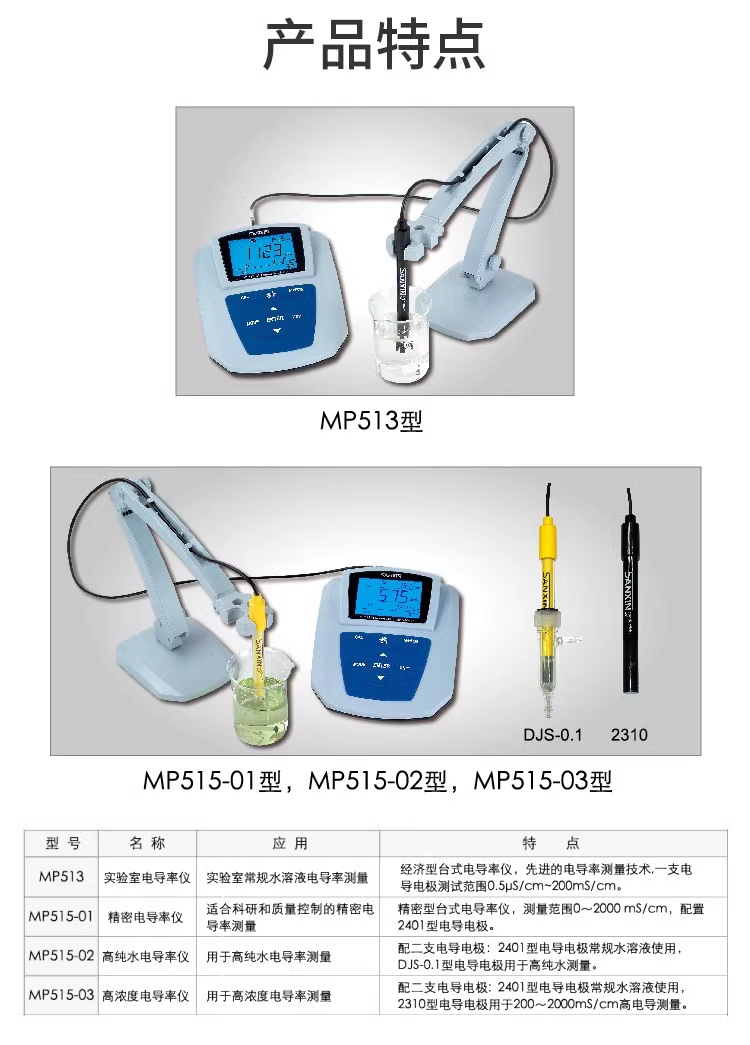 上海三信MP511/513/516实验室台式PH计酸度计电导率溶解氧测定仪 - 图1