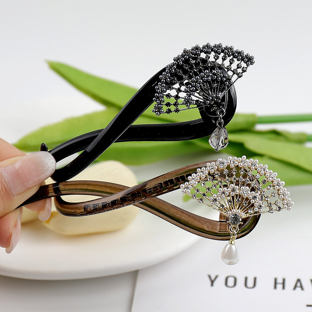 风吟扇扭扭夹抖音爆款国风扇子盘发发夹女秋季新轻奢优雅抓夹头饰,淘宝优惠券,粉丝福利购,淘宝优惠卷